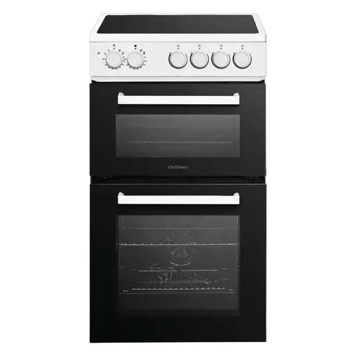 STATESMAN - 50cm Electric Double Oven, Ceramic - White - EDC150W - Kitchenary