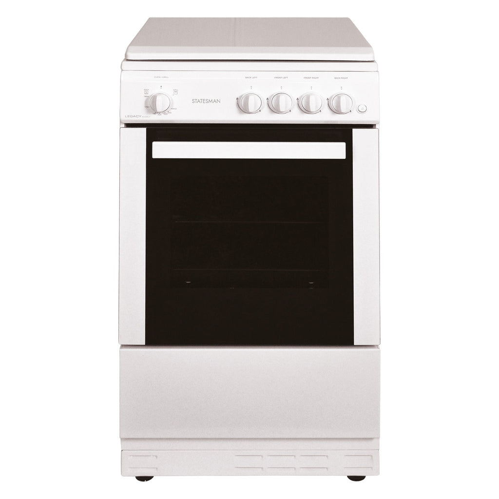 STATESMAN - 50cm Gas Cooker with Lid White - LEGACY50GSLF - Kitchenary
