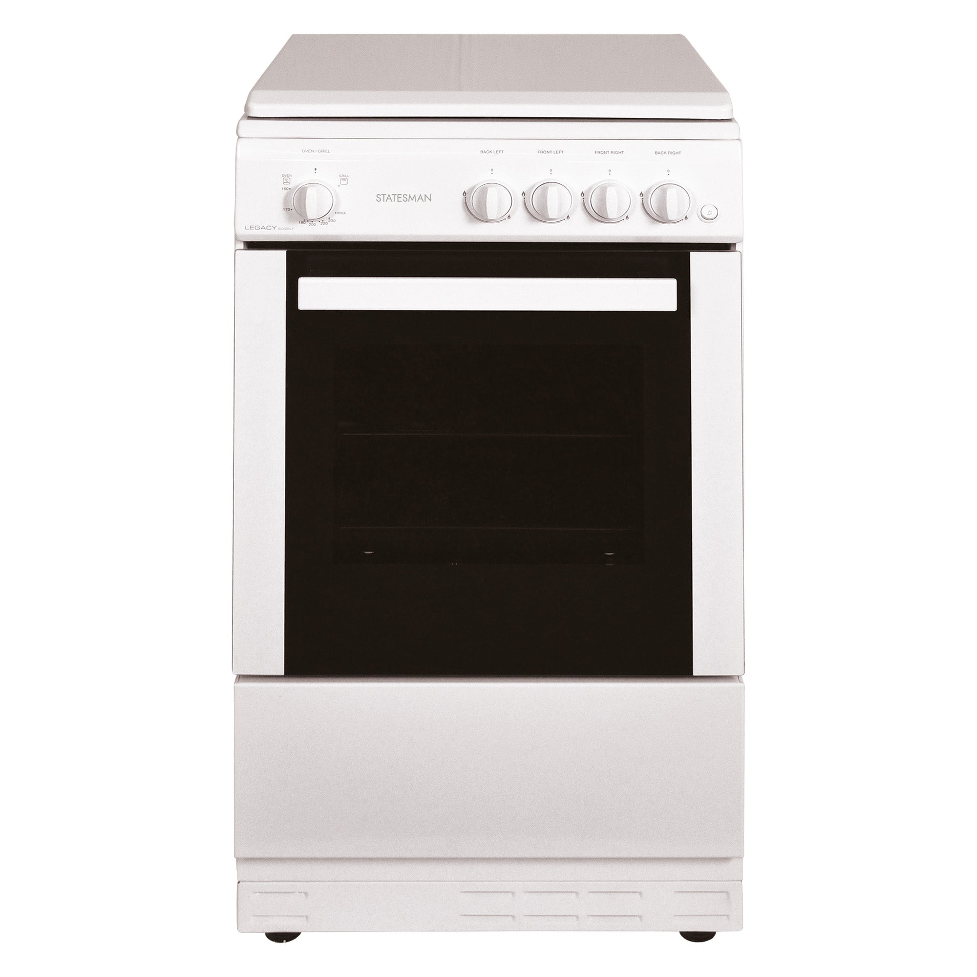 STATESMAN - 50cm Gas Cooker with Lid White - LEGACY50GSLF - Kitchenary