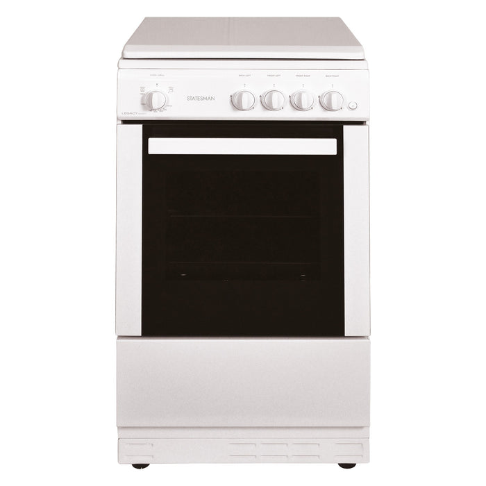 STATESMAN - 50cm Gas Cooker with Lid White - LEGACY50GSLF - Kitchenary