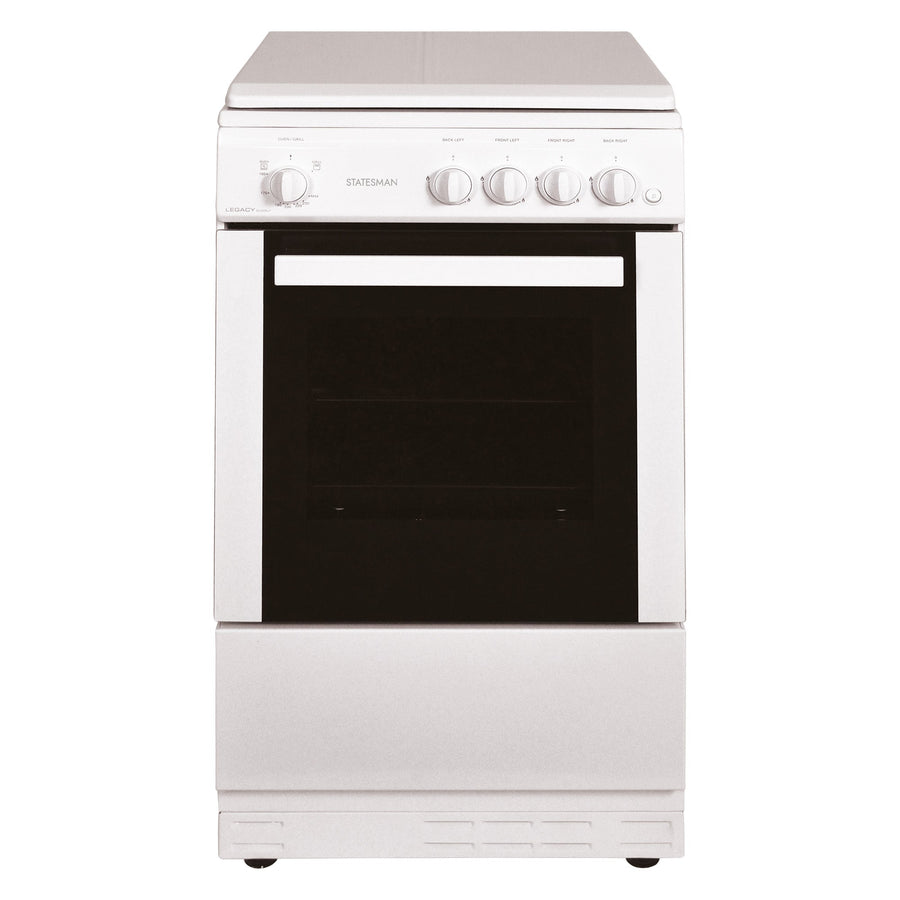 STATESMAN - 50cm Gas Cooker with Lid White - LEGACY50GSLF - Kitchenary