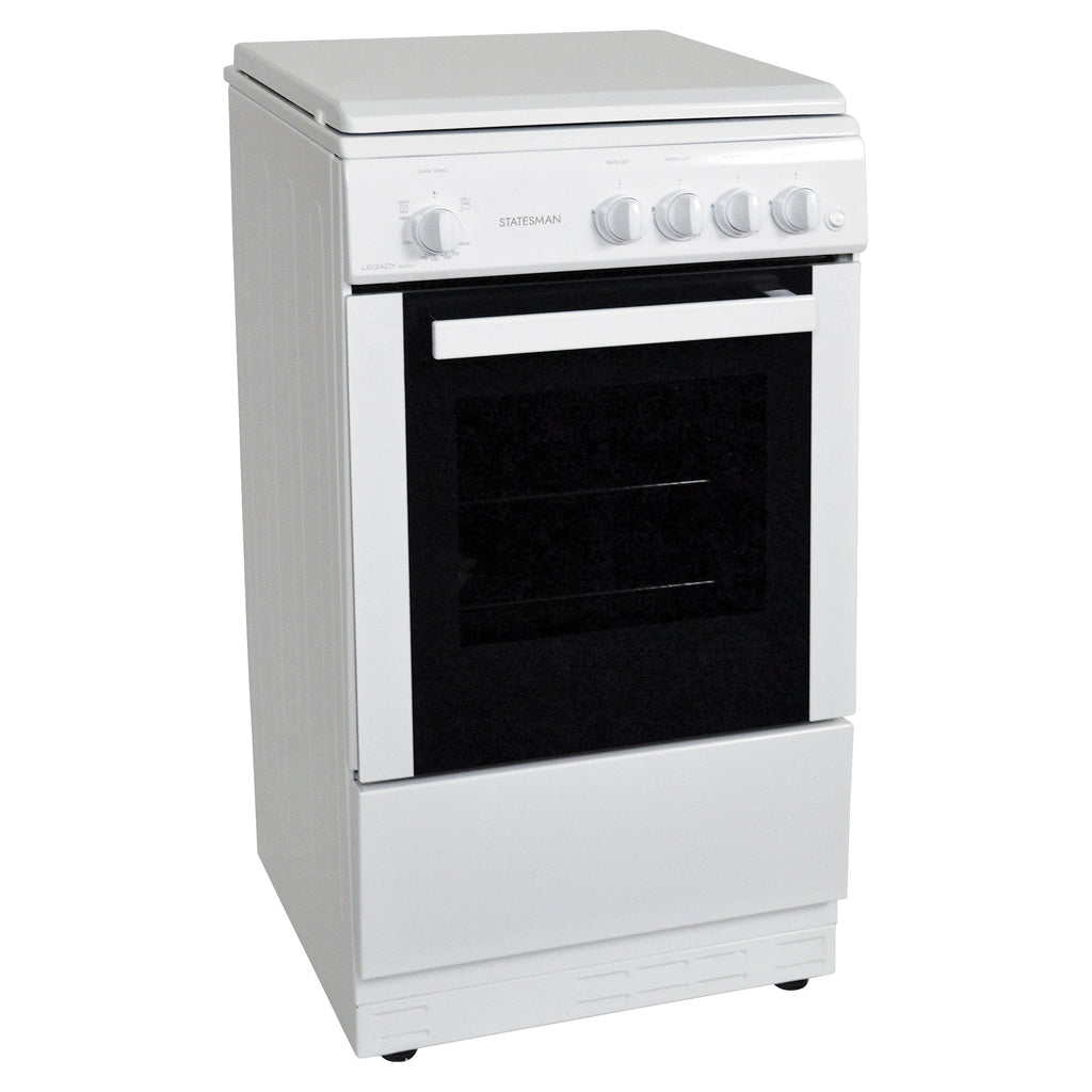 STATESMAN - 50cm Gas Cooker with Lid White - LEGACY50GSLF - Kitchenary