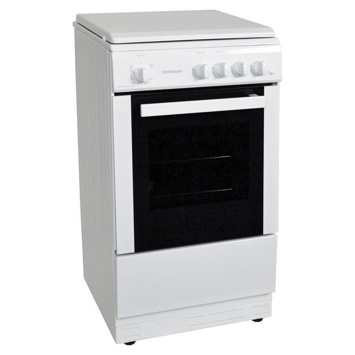 STATESMAN - 50cm Gas Cooker with Lid White - LEGACY50GSLF - Kitchenary