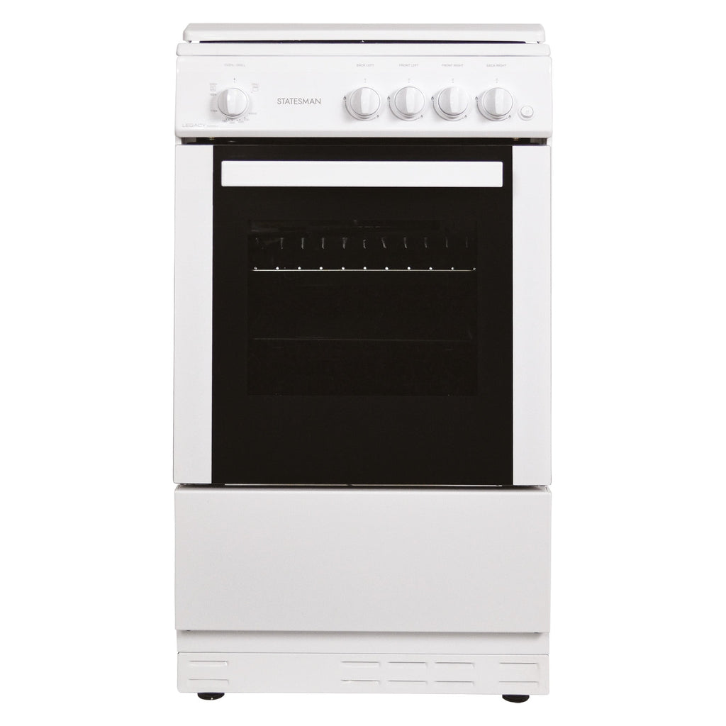 STATESMAN - 50cm Gas Cooker with Lid White - LEGACY50GSLF - Kitchenary
