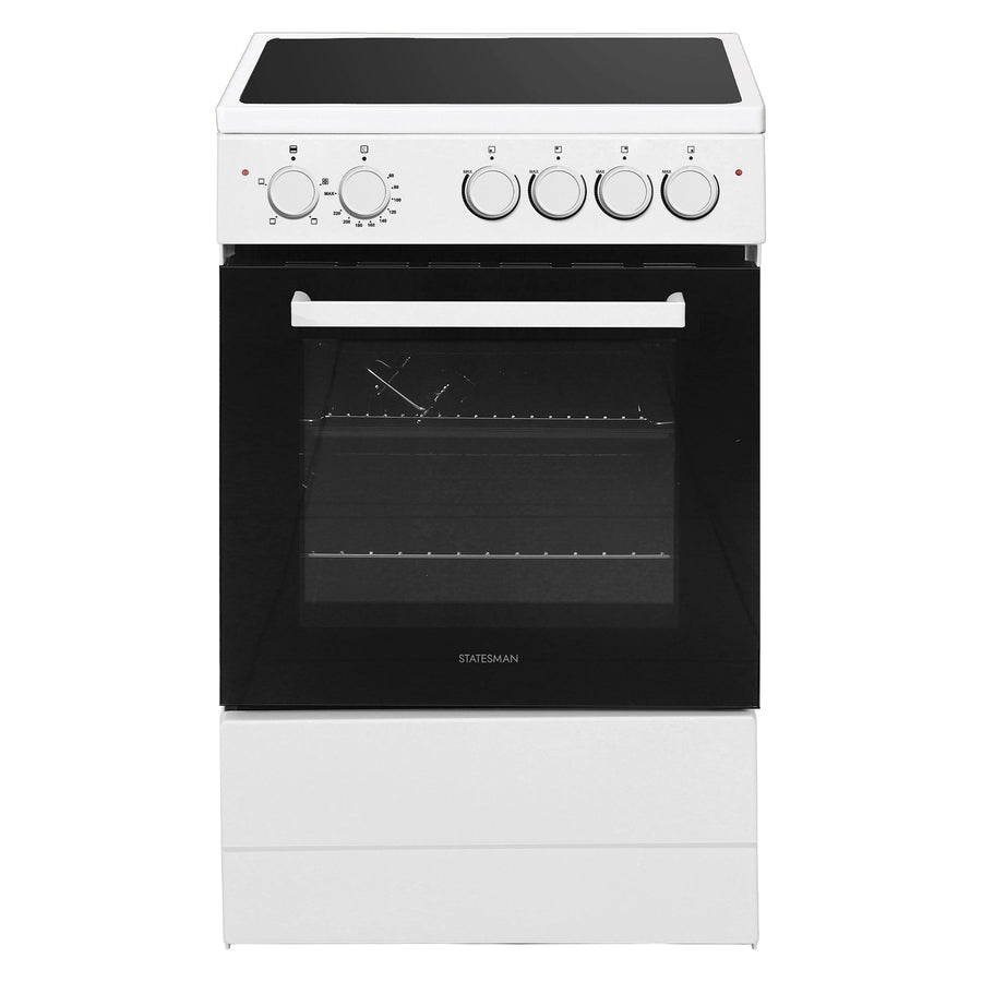 STATESMAN - 50cm Single Cavity Electric Cooker with Ceramic Hob - White - SE050CW - Kitchenary