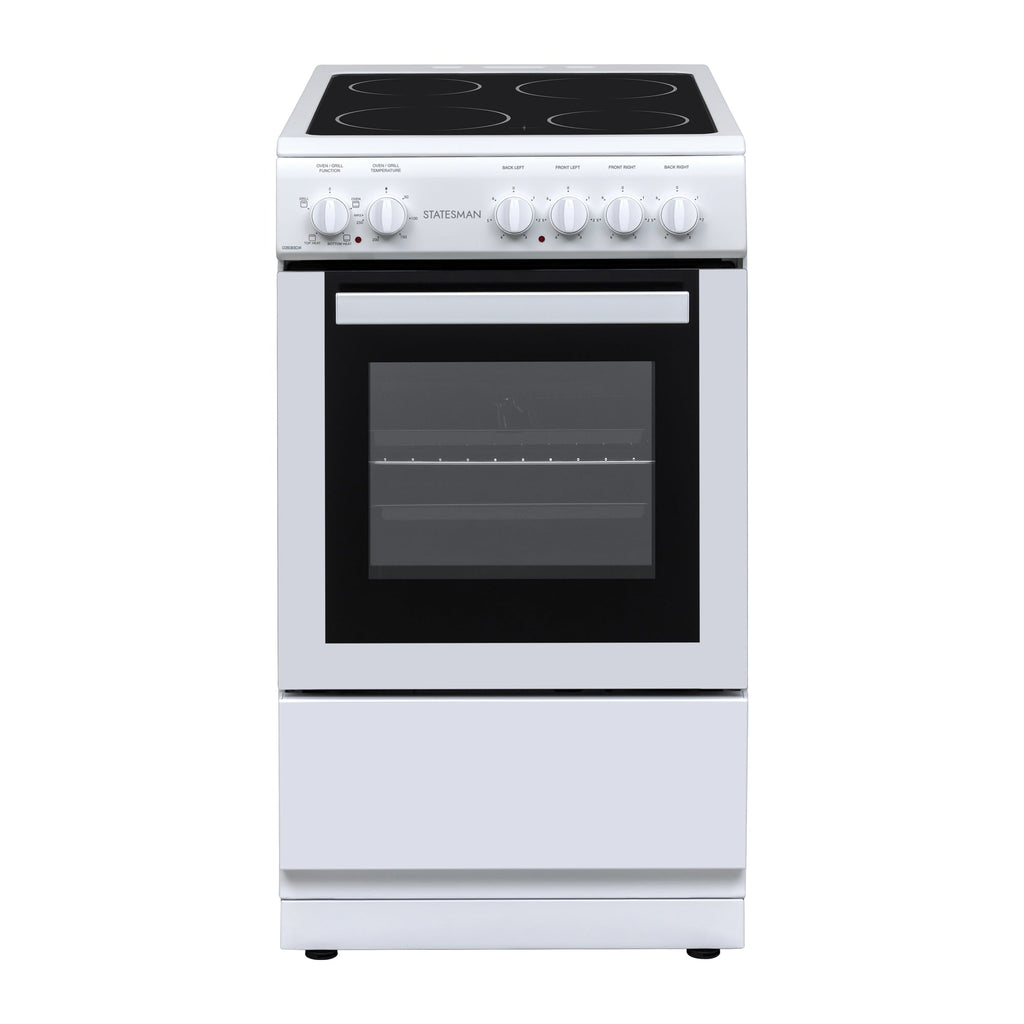 STATESMAN - 50cm Single Cavity Electric Cooker with Ceramic Hood - White - C050ESCW - Kitchenary