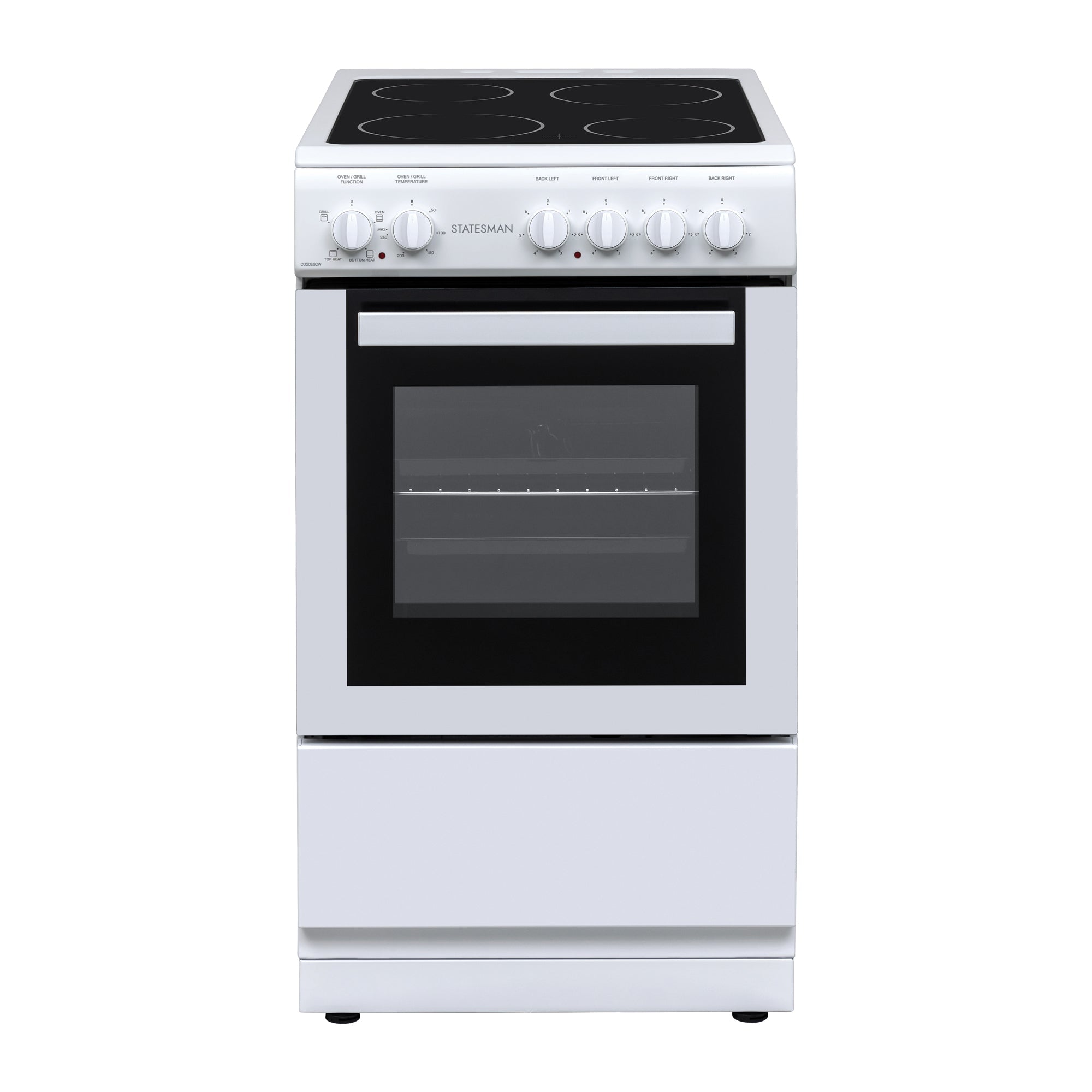 STATESMAN - 50cm Single Cavity Electric Cooker with Ceramic Hood - White - C050ESCW - Kitchenary