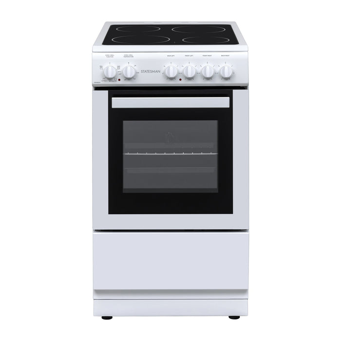 STATESMAN - 50cm Single Cavity Electric Cooker with Ceramic Hood - White - C050ESCW - Kitchenary