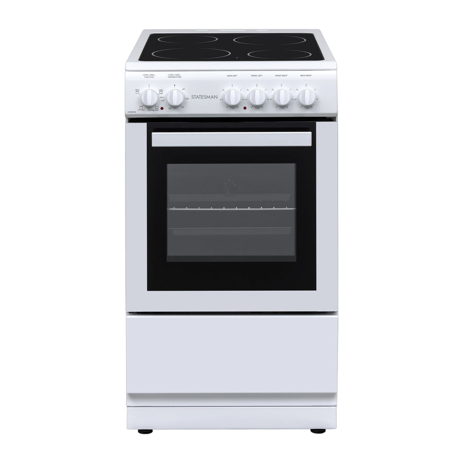 STATESMAN - 50cm Single Cavity Electric Cooker with Ceramic Hood - White - C050ESCW - Kitchenary