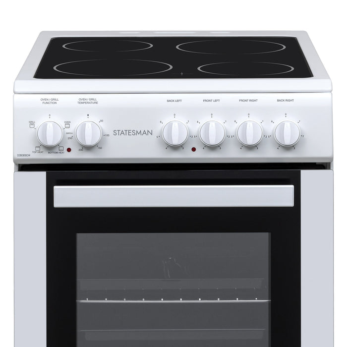 STATESMAN - 50cm Single Cavity Electric Cooker with Ceramic Hood - White - C050ESCW - Kitchenary