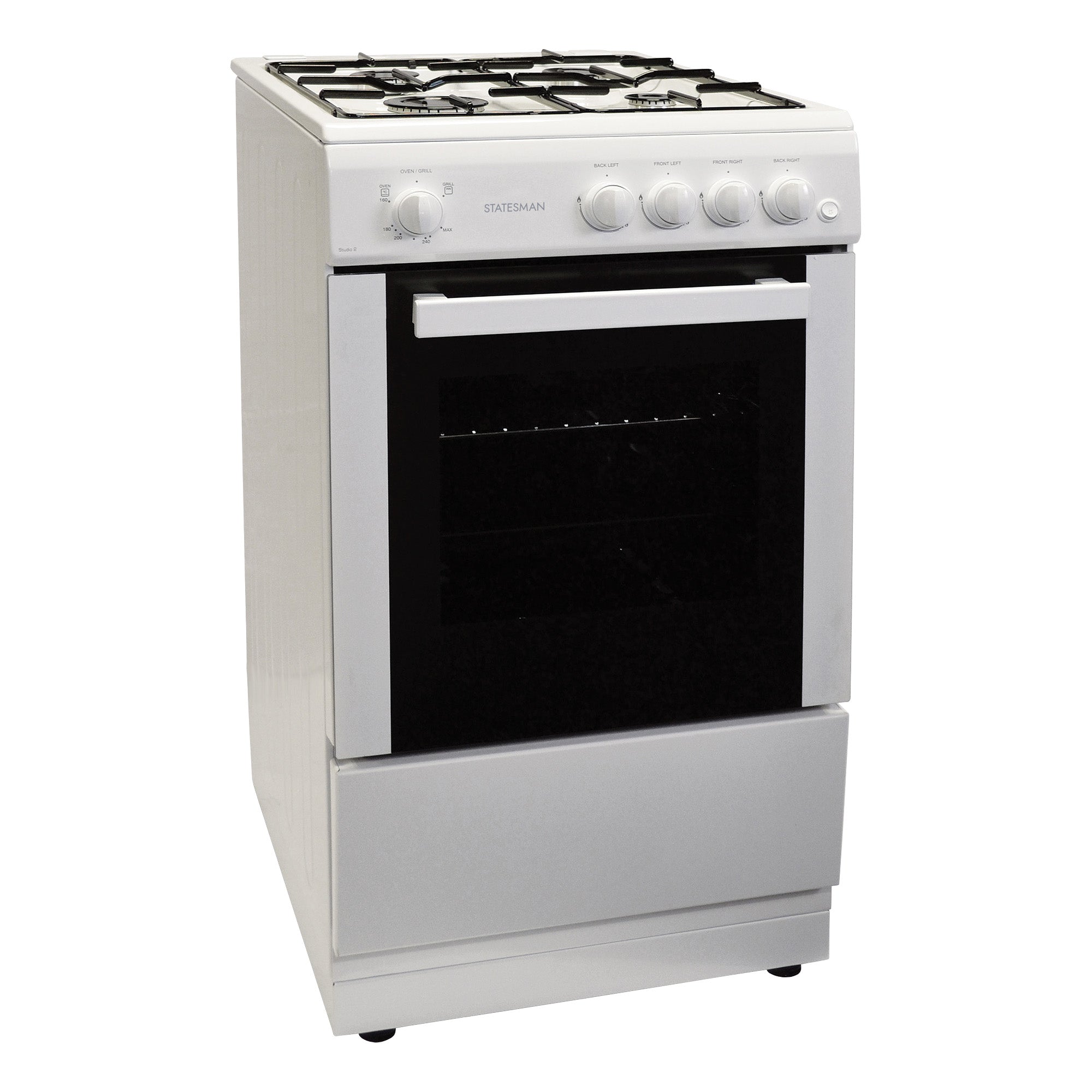 STATESMAN - 50cm Single Cavity Gas Cooker White - STUDIO2 - Kitchenary