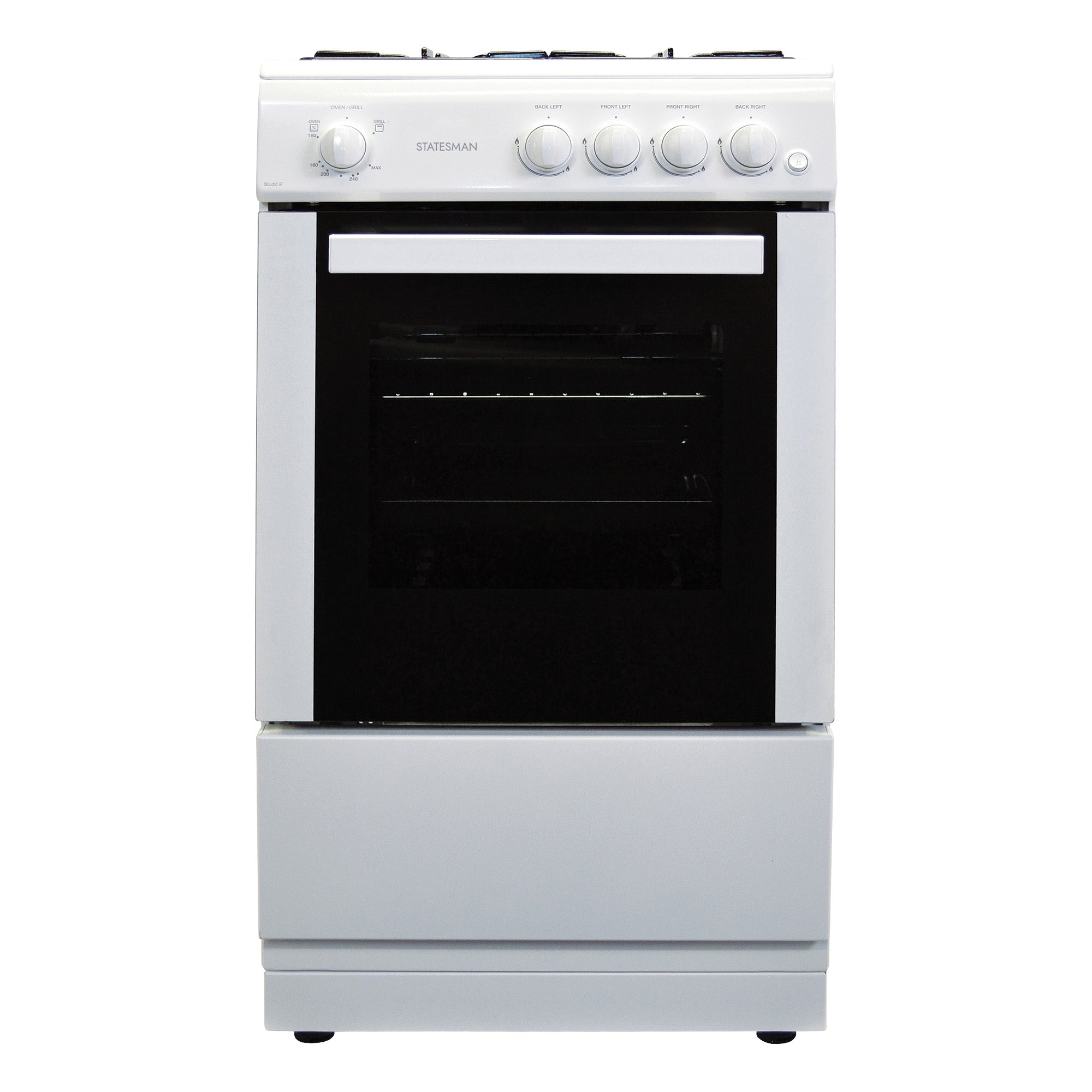 STATESMAN - 50cm Single Cavity Gas Cooker White - STUDIO2 - Kitchenary