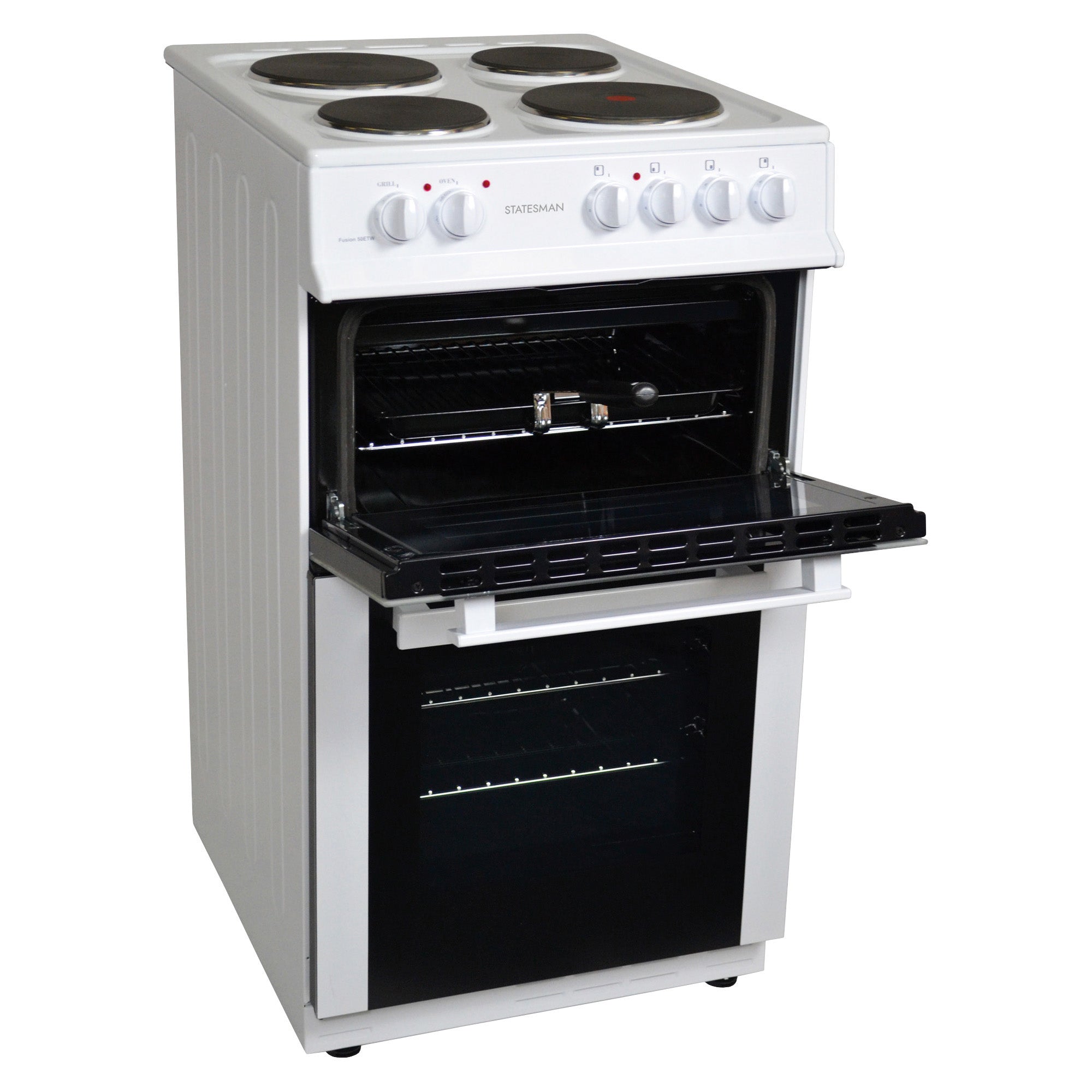 STATESMAN - 50cm Twin Cavity Electric Cooker White - FUSION50W - Kitchenary