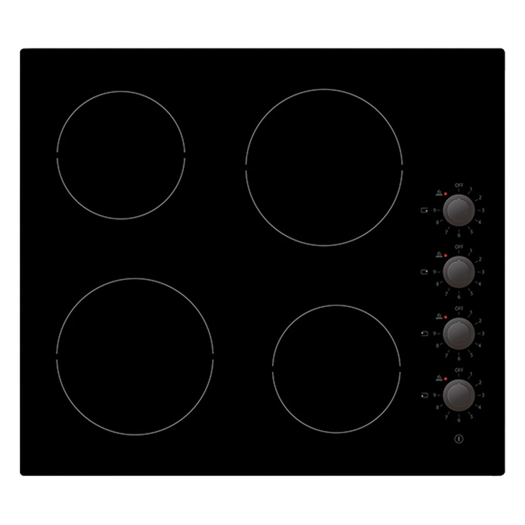 STATESMAN - 60cm 4 Zone Ceramic Hob Dial Control - Black - CHZ460D - Kitchenary