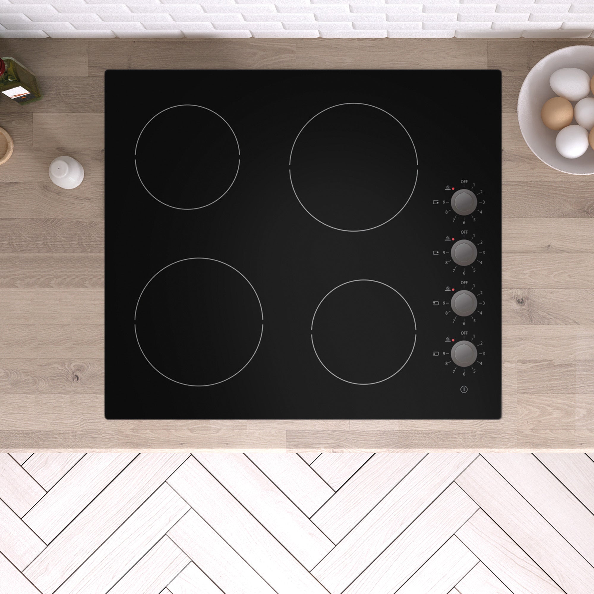 STATESMAN - 60cm 4 Zone Ceramic Hob Dial Control - Black - CHZ460D - Kitchenary