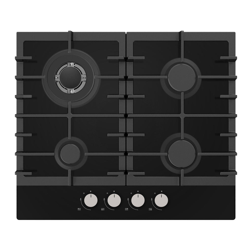 STATESMAN - 60cm 4 Zone Gas Glass Hob - Black - GH160GB - Kitchenary