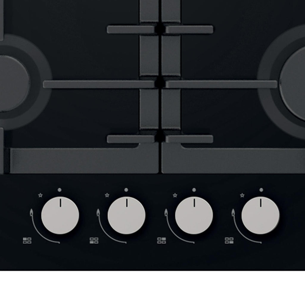 STATESMAN - 60cm 4 Zone Gas Glass Hob - Black - GH160GB - Kitchenary