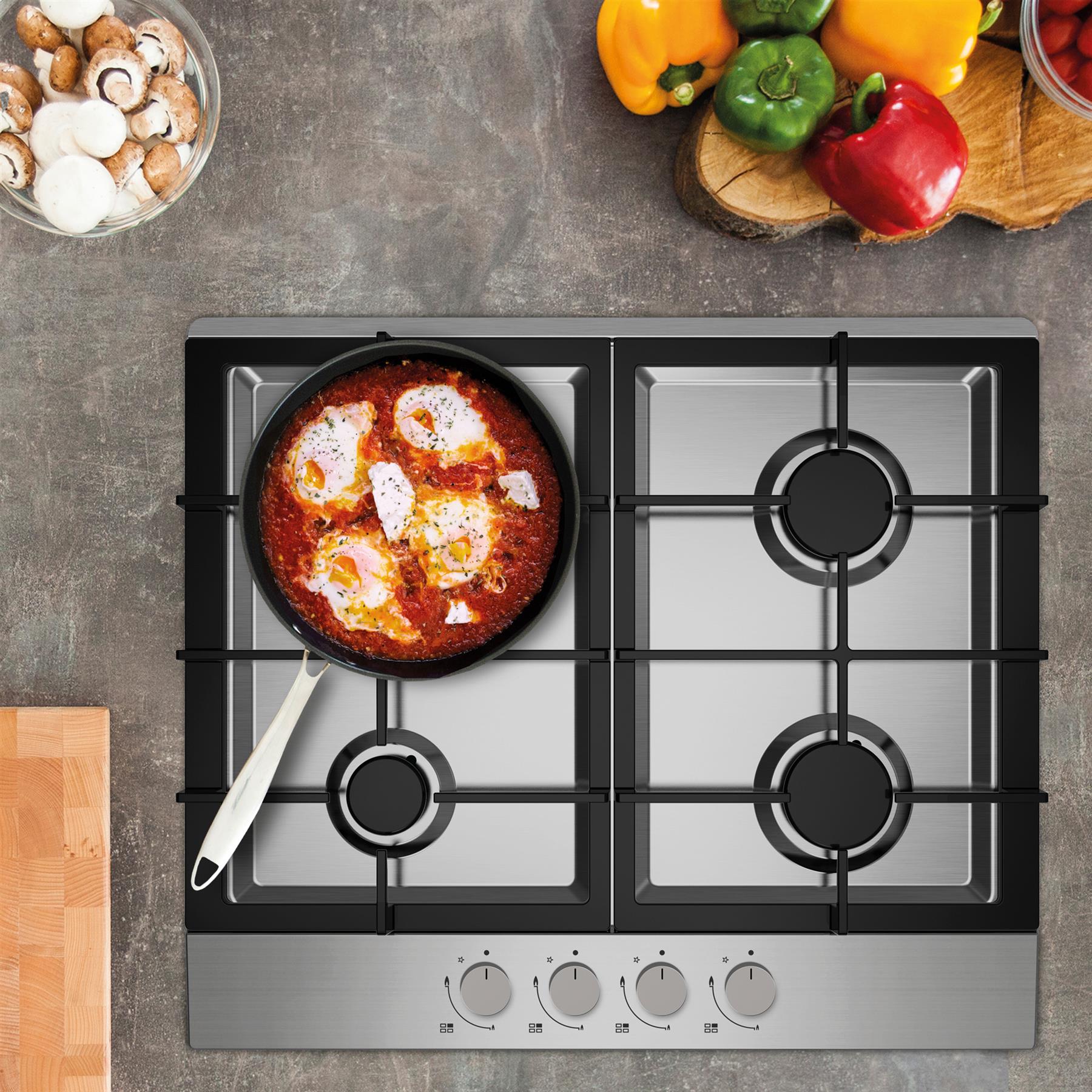 STATESMAN - 60cm 4 Zone Gas Hob - Stainless Steel - GH161SS - Kitchenary