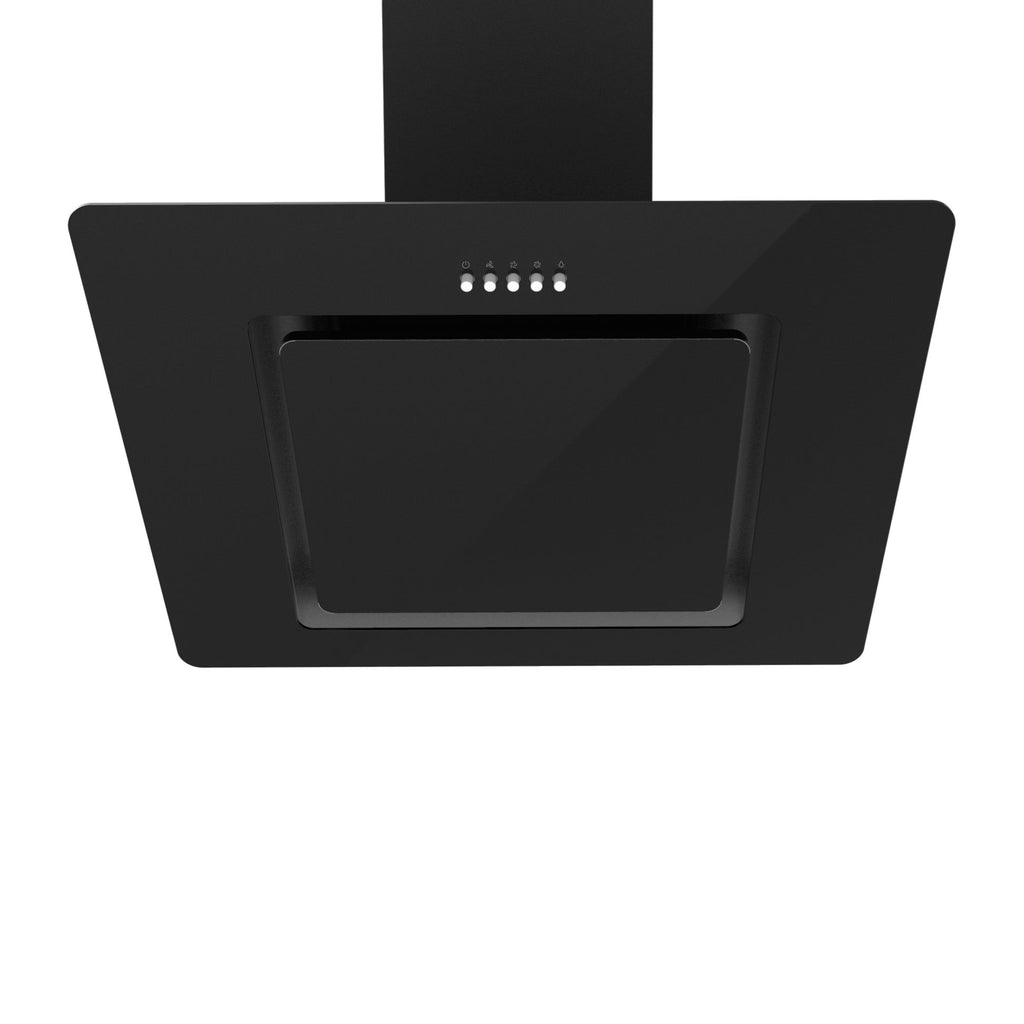 STATESMAN - 60cm Angled Chimney Cooker Hood - Black Glass - ACH160BL - Kitchenary