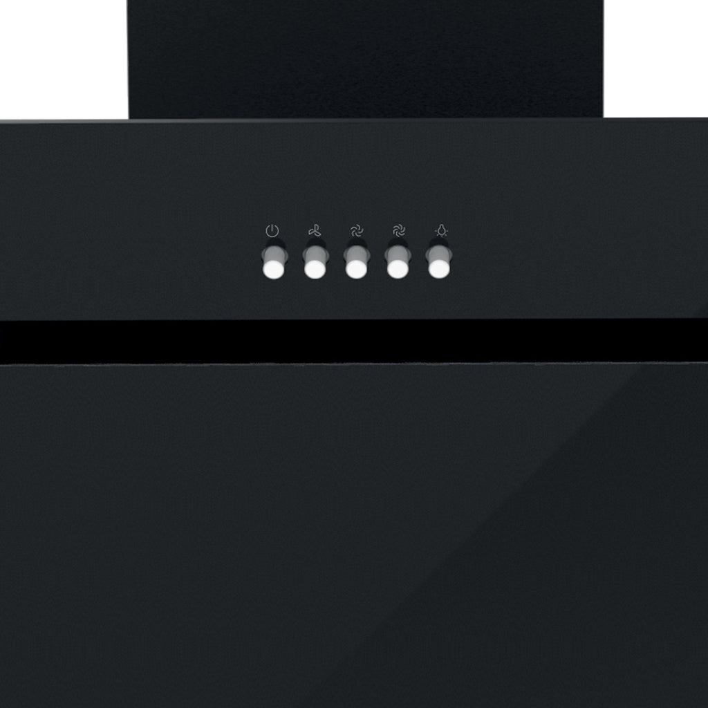 STATESMAN - 60cm Angled Chimney Cooker Hood - Black Glass - ACH160BL - Kitchenary