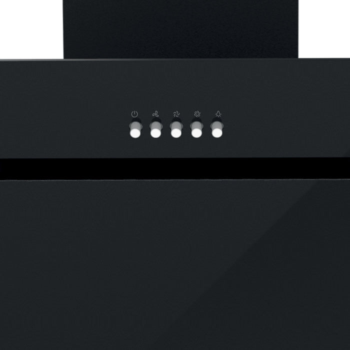 STATESMAN - 60cm Angled Chimney Cooker Hood - Black Glass - ACH160BL - Kitchenary