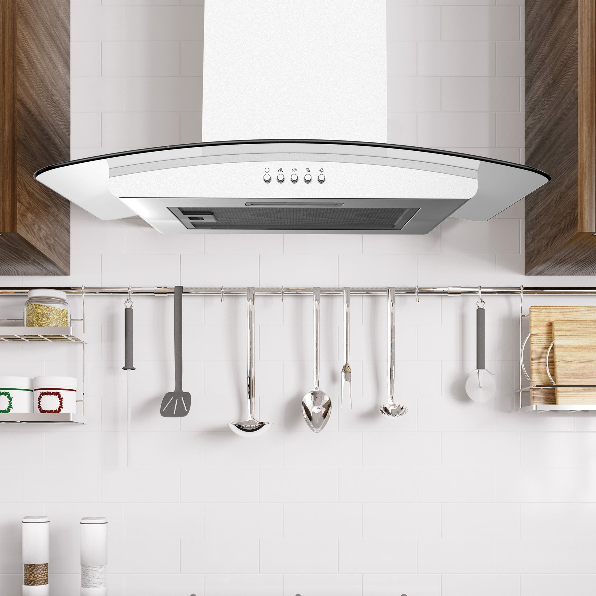 STATESMAN - 60cm Curved Glass Chimney Cooker Hood - Stainless Steel - CGH160GS - Kitchenary