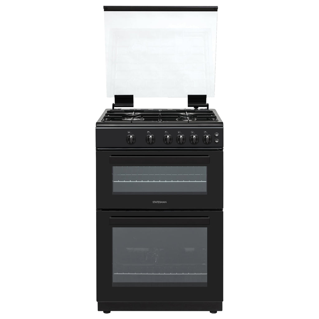STATESMAN - 60cm Double Oven, Lidded, Gas - Black - GDL60B - Kitchenary