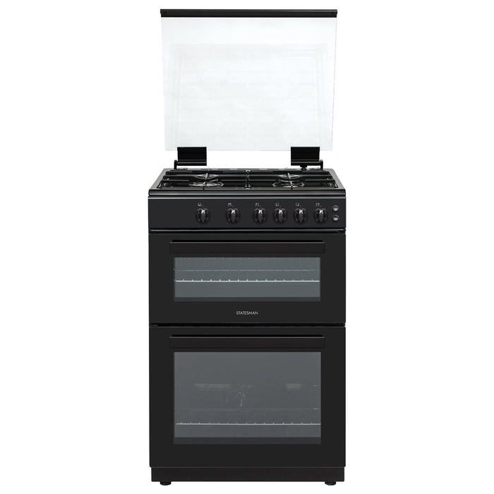 STATESMAN - 60cm Double Oven, Lidded, Gas - Black - GDL60B - Kitchenary
