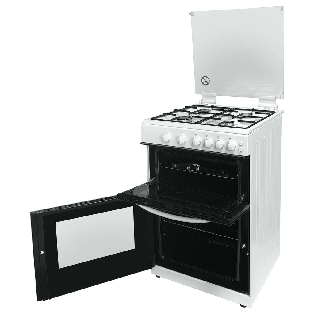 STATESMAN - 60cm Double Oven, Lidded, Gas - White - GDL60W2 - Kitchenary