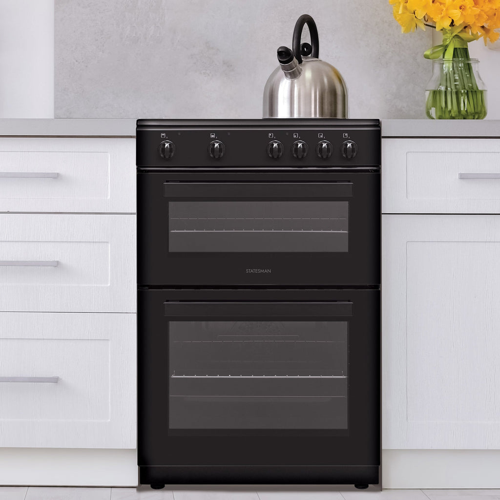 STATESMAN - 60cm Electric Double Oven, Ceramic - Black - EDC60B2 - Kitchenary