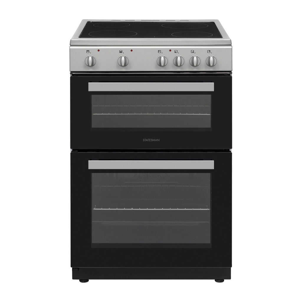STATESMAN - 60cm Electric Double Oven, Ceramic - Silver - EDC60S2 - Kitchenary