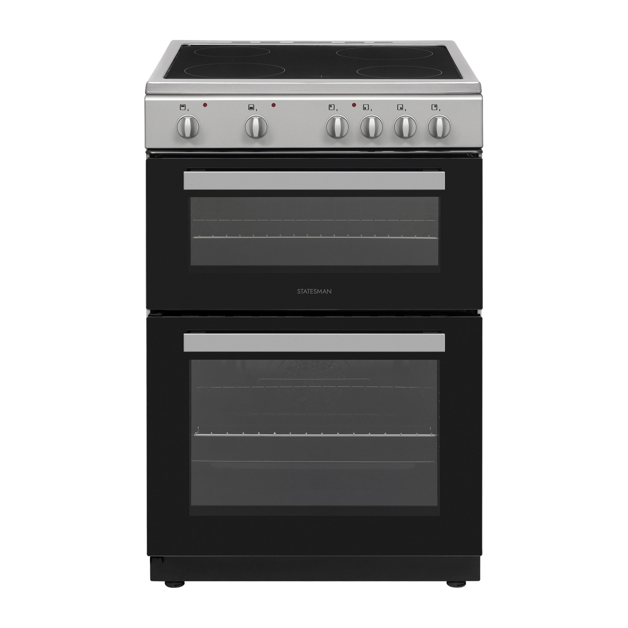 STATESMAN - 60cm Electric Double Oven, Ceramic - Silver - EDC60S2 - Kitchenary