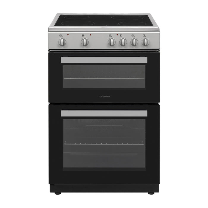STATESMAN - 60cm Electric Double Oven, Ceramic - Silver - EDC60S2 - Kitchenary