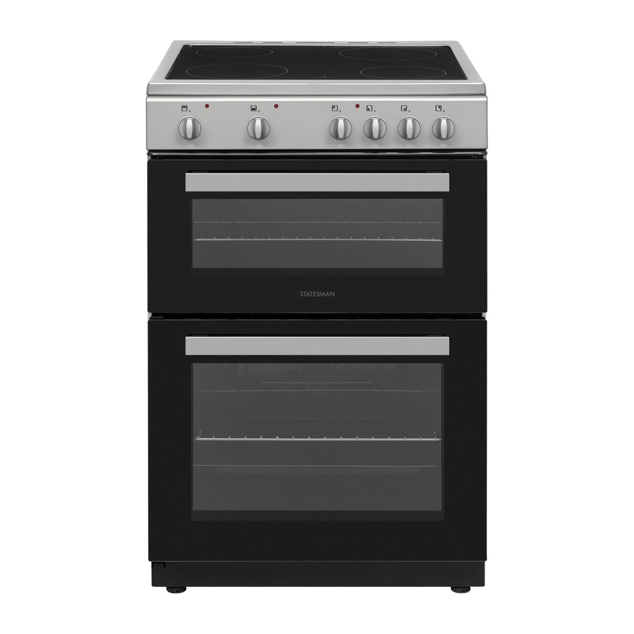 STATESMAN - 60cm Electric Double Oven, Ceramic - Silver - EDC60S2 - Kitchenary