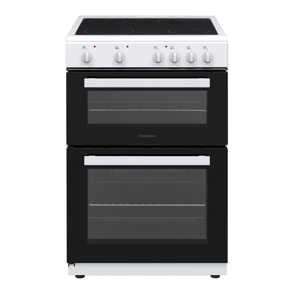 STATESMAN - 60cm Electric Double Oven, Ceramic - White - EDC60W2 - Kitchenary
