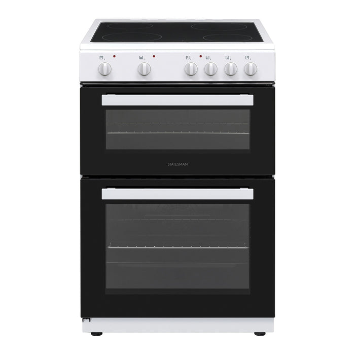 STATESMAN - 60cm Electric Double Oven, Ceramic - White - EDC60W2 - Kitchenary