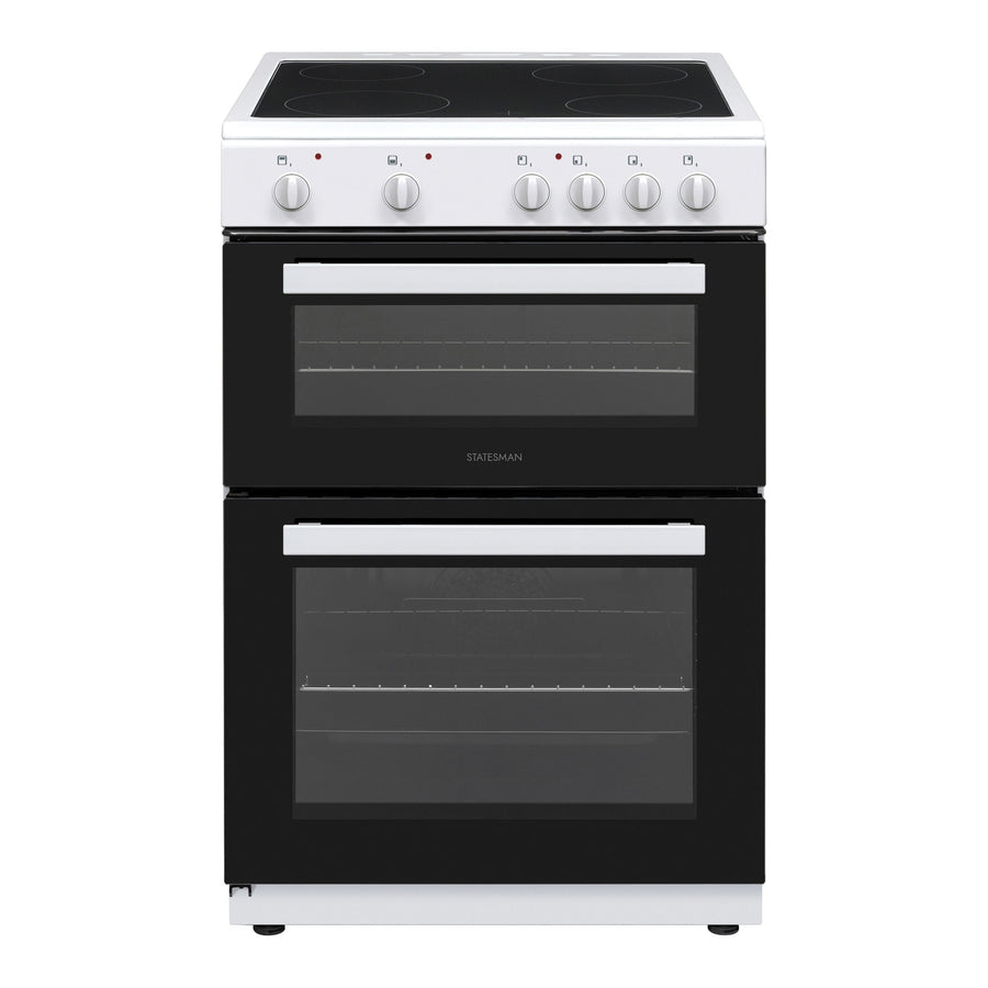 STATESMAN - 60cm Electric Double Oven, Ceramic - White - EDC60W2 - Kitchenary