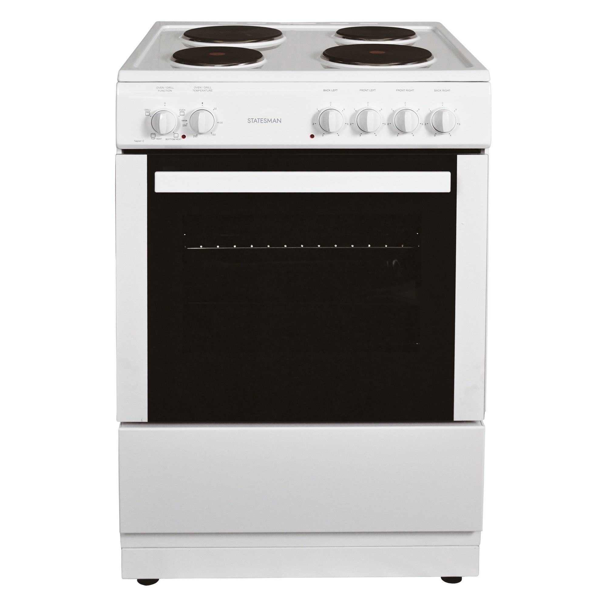 STATESMAN - 60cm Single Cavity Electric Cooker White - NAPIER60EW - Kitchenary