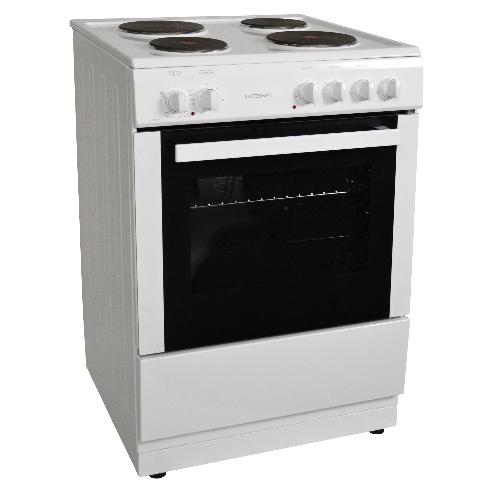 STATESMAN - 60cm Single Cavity Electric Cooker White - NAPIER60EW - Kitchenary