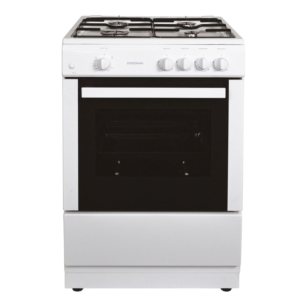 STATESMAN - 60cm Single Cavity Gas Cooker White - MAXI60GSF - Kitchenary