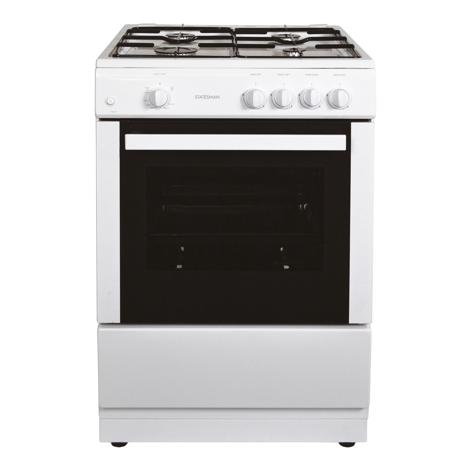 STATESMAN - 60cm Single Cavity Gas Cooker White - MAXI60GSF - Kitchenary