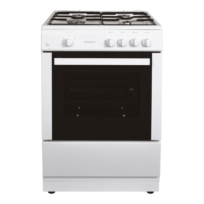 STATESMAN - 60cm Single Cavity Gas Cooker White - MAXI60GSF - Kitchenary