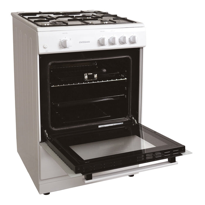 STATESMAN - 60cm Single Cavity Gas Cooker White - MAXI60GSF - Kitchenary