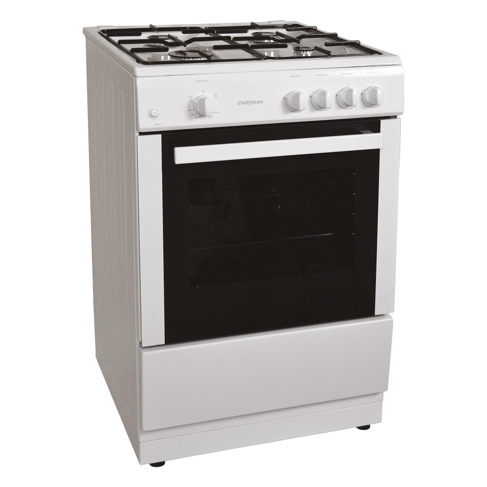 STATESMAN - 60cm Single Cavity Gas Cooker White - MAXI60GSF - Kitchenary