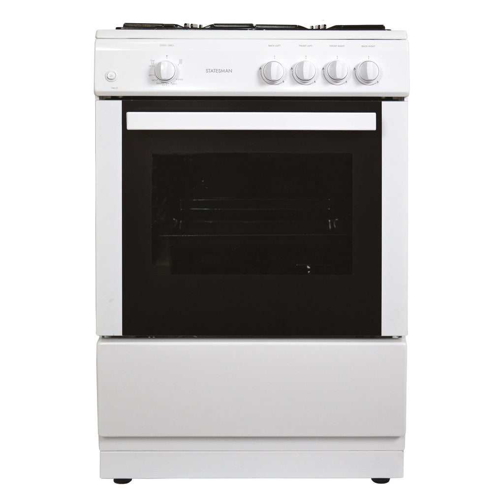 STATESMAN - 60cm Single Cavity Gas Cooker White - MAXI60GSF - Kitchenary