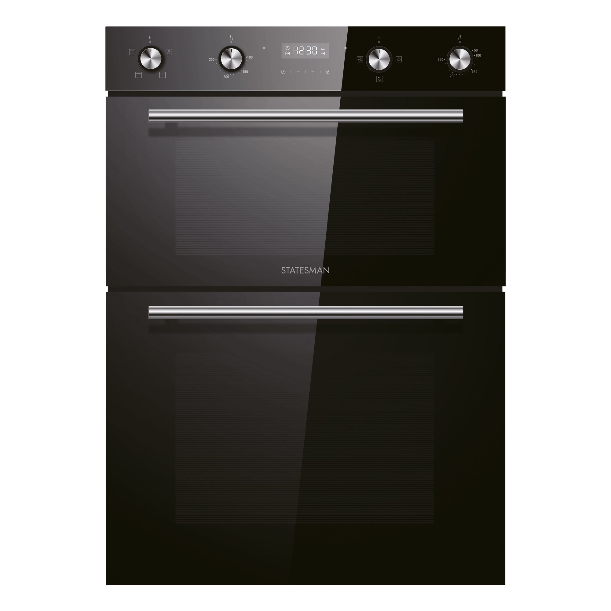 STATESMAN - 88cm 35/70L Built In Double Oven - Black - BDM373BL - Kitchenary