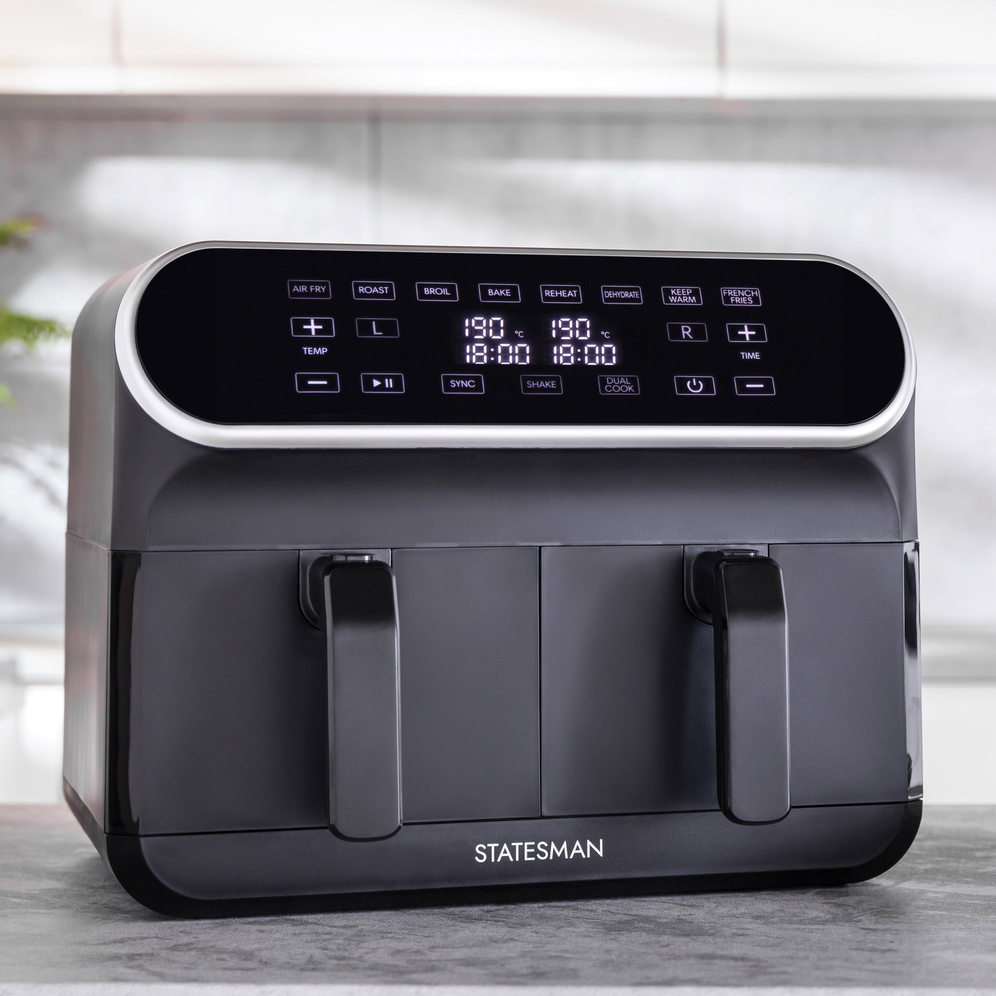 STATESMAN - 8L Dual Zone Digital Air Fryer - Black - SKAF08017BK - Kitchenary
