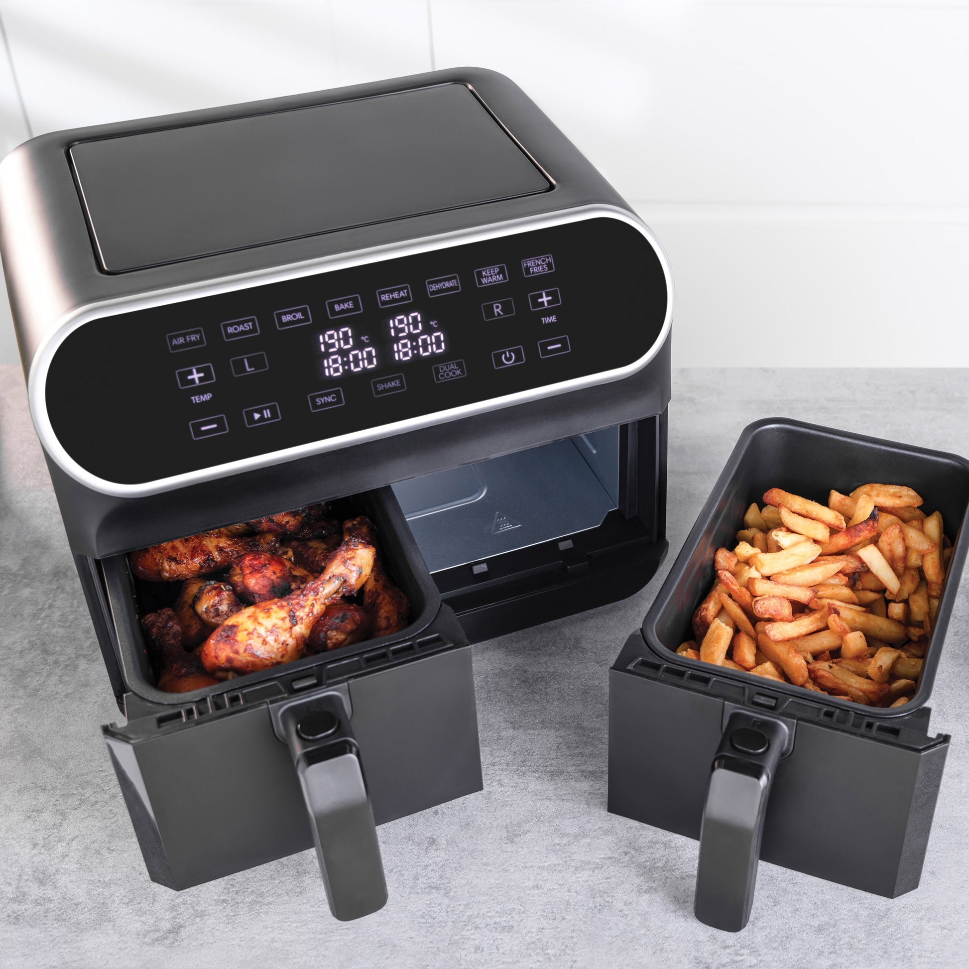 STATESMAN - 8L Dual Zone Digital Air Fryer - Black - SKAF08017BK - Kitchenary