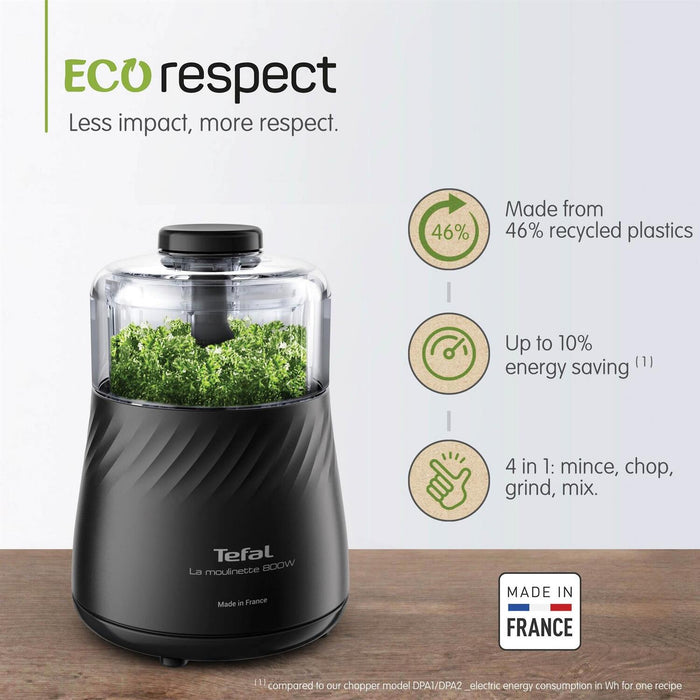 TEFAL - Eco Respect Moulinette Mini Chopper - Black - MB710840 - Kitchenary