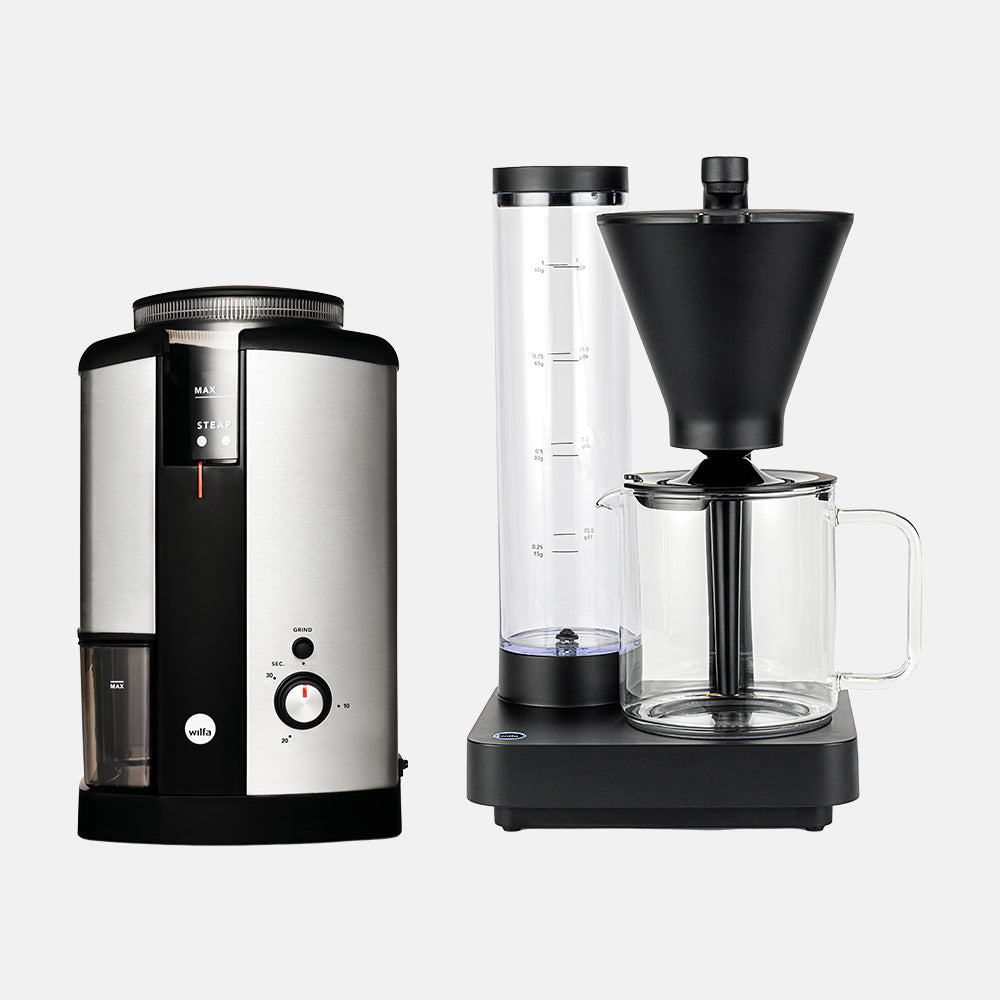 Wilfa Performance Compact Coffee Maker (Black) and Svart Coffee Grinder (Silver) Bundle